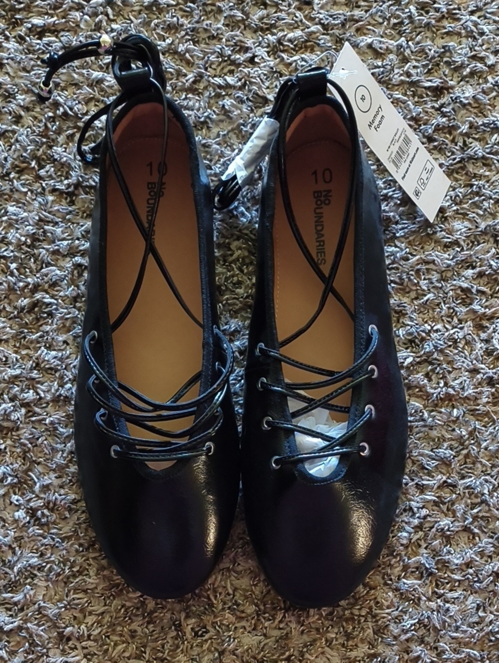 No Boundaries Black Lace-Up Ballet Flats with Ankle Tie